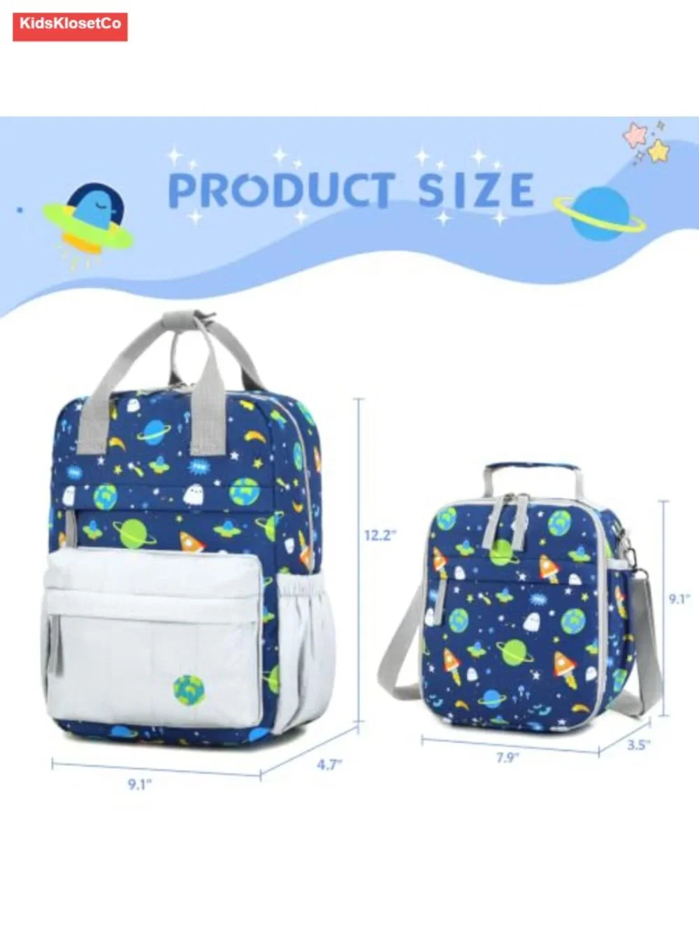 Quilted Mini Toddler Backpack with Lunch Bag for Kids 2-4